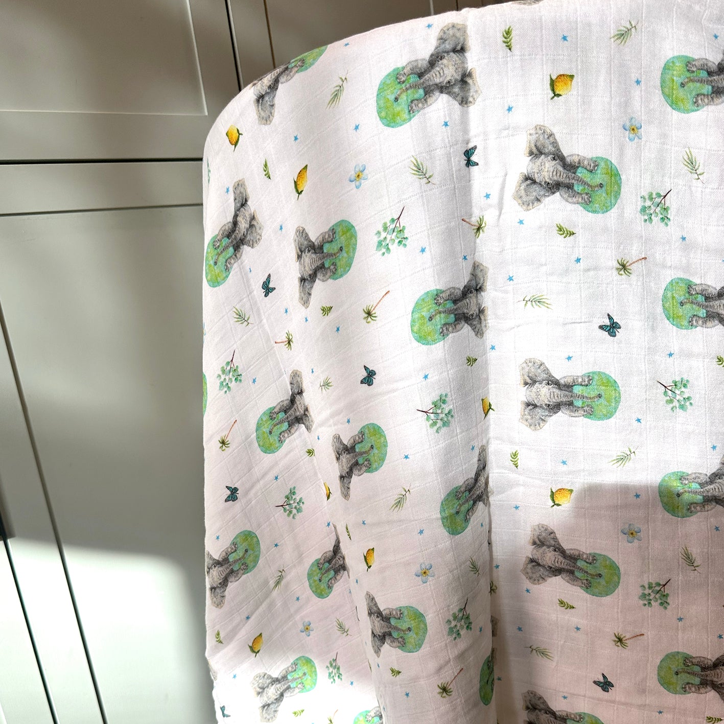 XL hydrofiele doek olifant 120 cm – bamboe en biologisch katoen