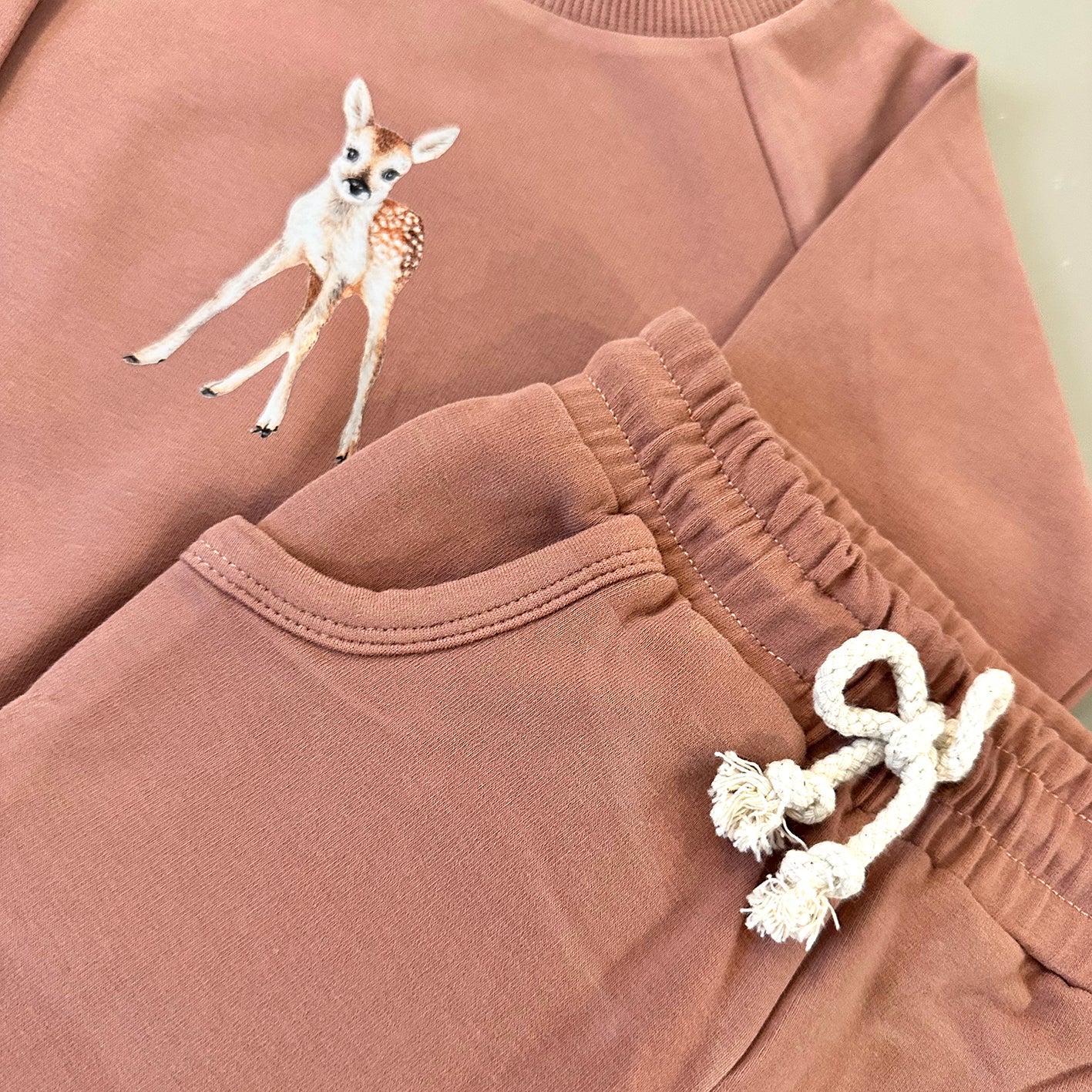 Baby joggingpak hertje - rust oudroze