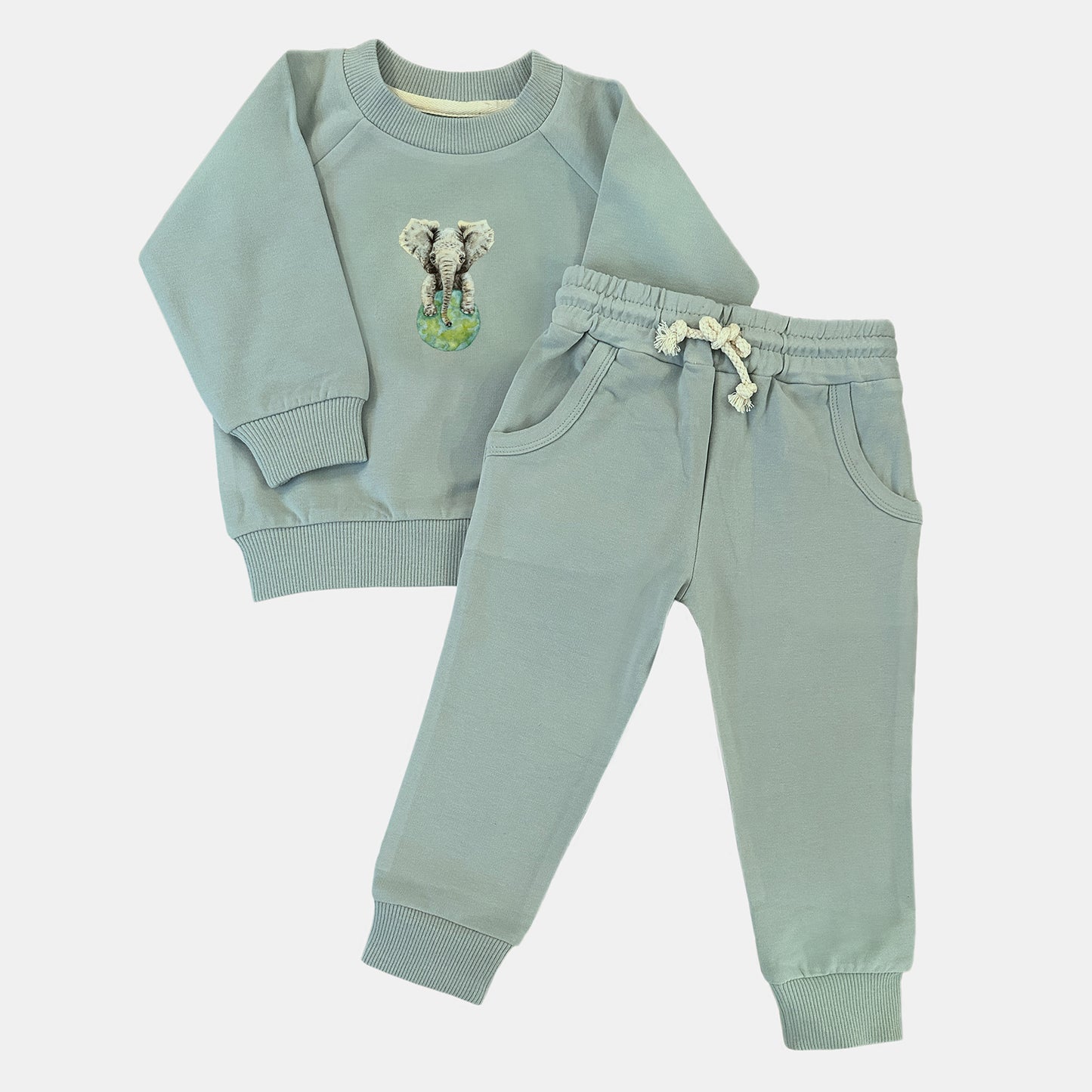 Baby joggingpak olifant - sky blue