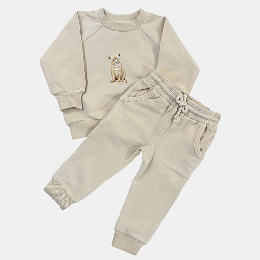 Baby joggingpak leeuwtje - vanille