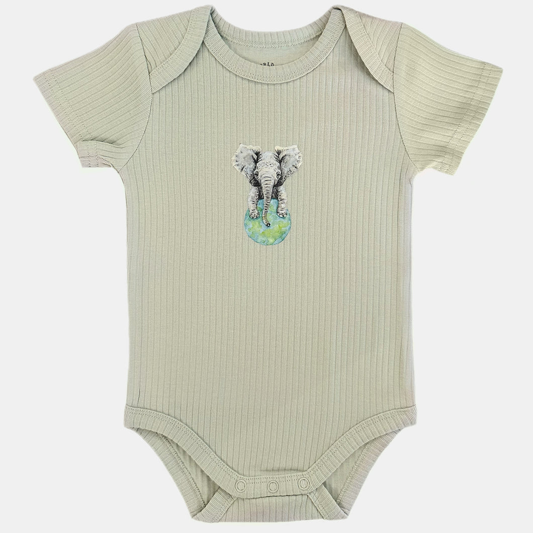 Baby romper olifant - sage shortsleeve