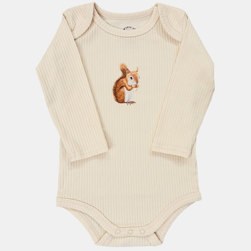 Baby romper eekhoorn - vanille longsleeve