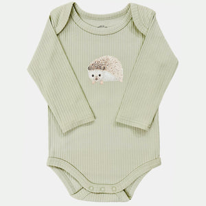 Baby romper egel - sage longsleeve