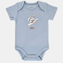 Afbeelding in Gallery-weergave laden, Baby romper koala met naam - soft blue shortsleeve
