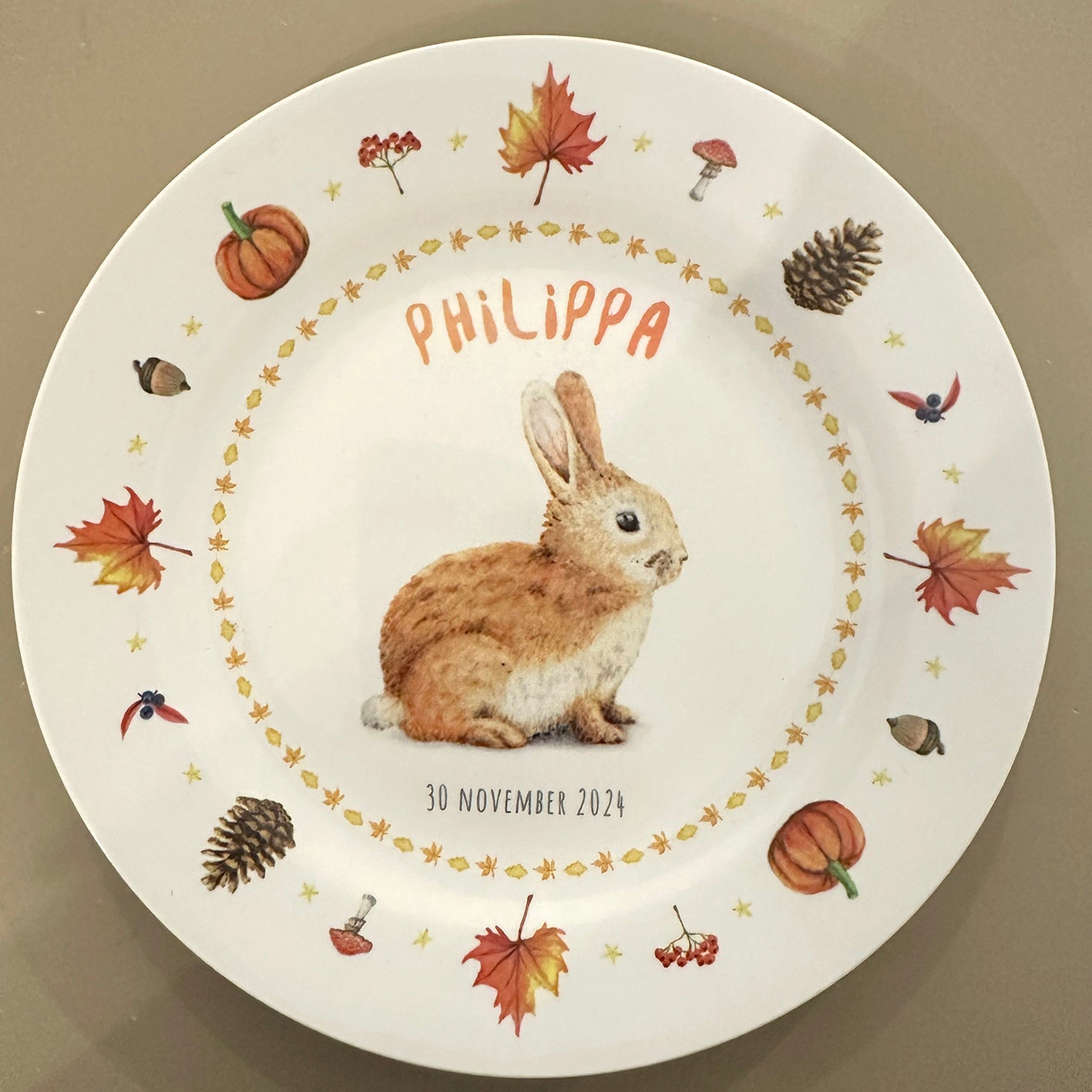 Children's plate bear with name