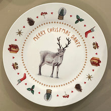 Load image into Gallery viewer, Kids personalized Christmas dinner name plate deer
