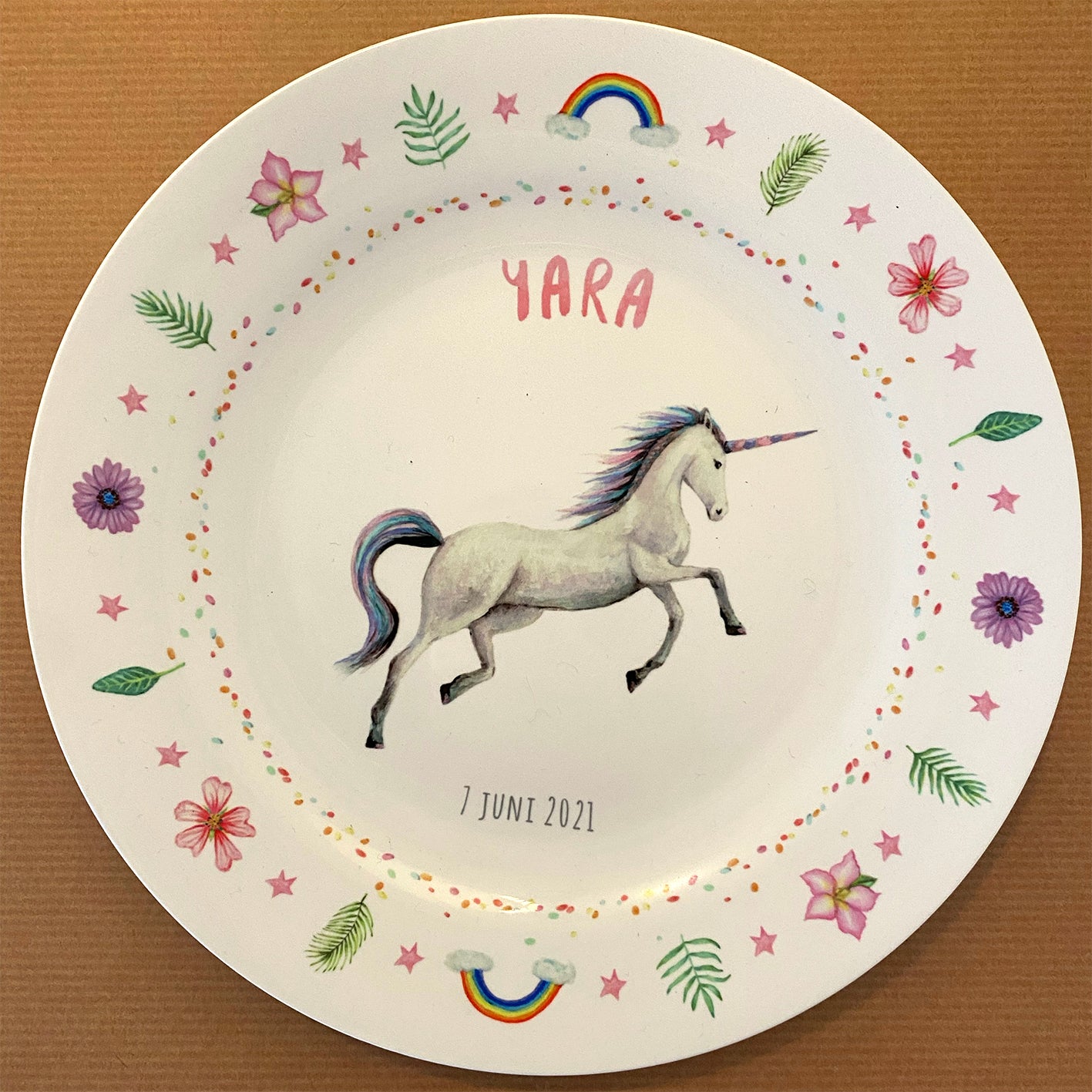 Kinderteller Einhorn mit Namen