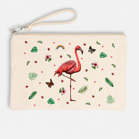 Canvas etui flamingo