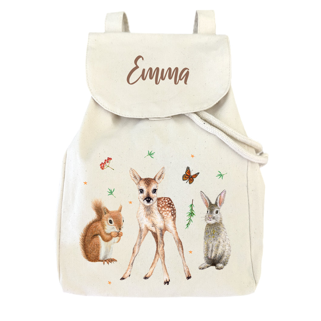 Canvas rugzakje bosdieren - evt met naam