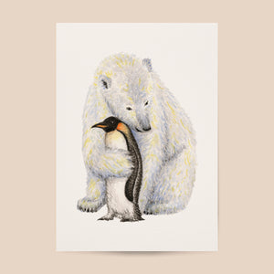 Poster ijsbeer en pinguïn - Art print