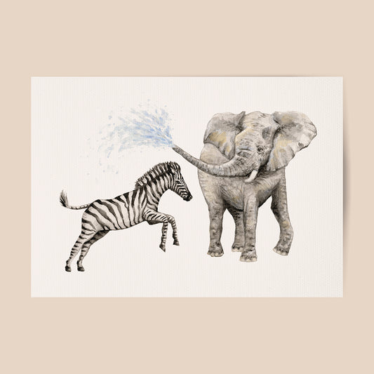 Poster elephant and zebra