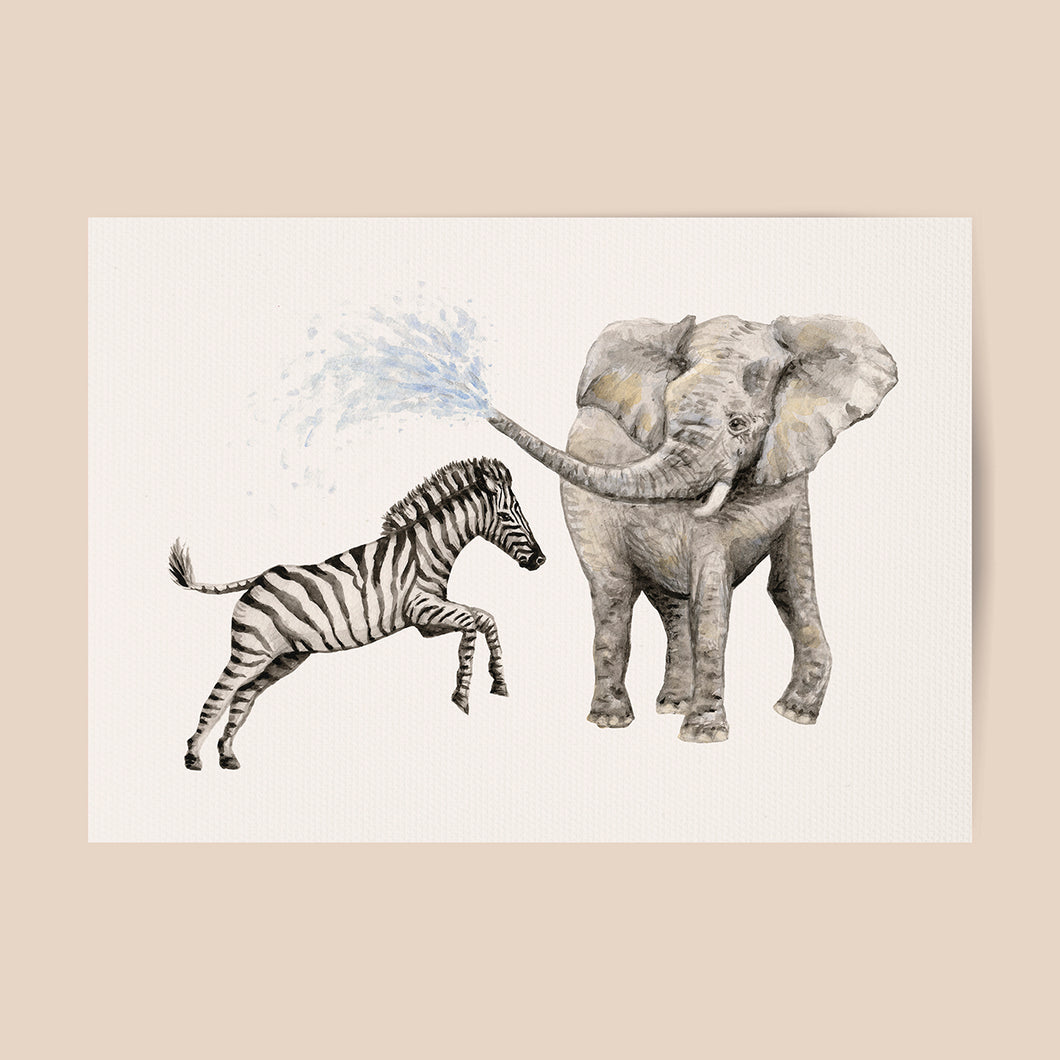 Poster olifant en zebra