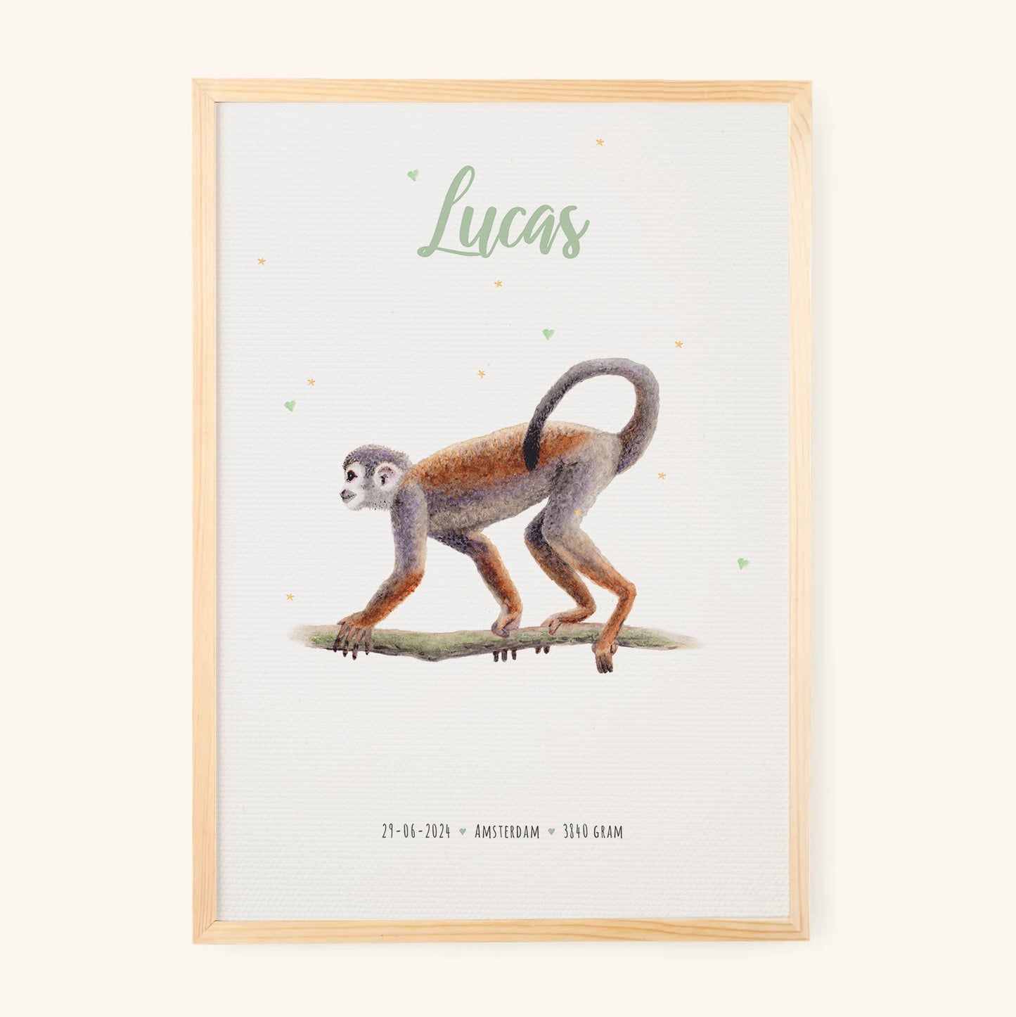 Geburtsposter Affe – personalisiert – A3