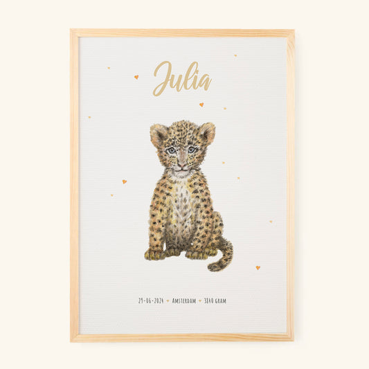 Geburtsposter Leopardenbaby – personalisiert – A3 