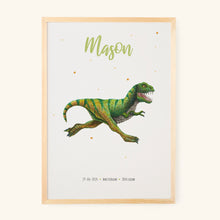 Load image into Gallery viewer, Birth poster dino - personalized - A3
