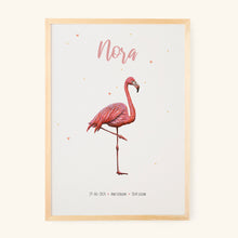 Load image into Gallery viewer, Geboorteposter flamingo - gepersonaliseerd - A3
