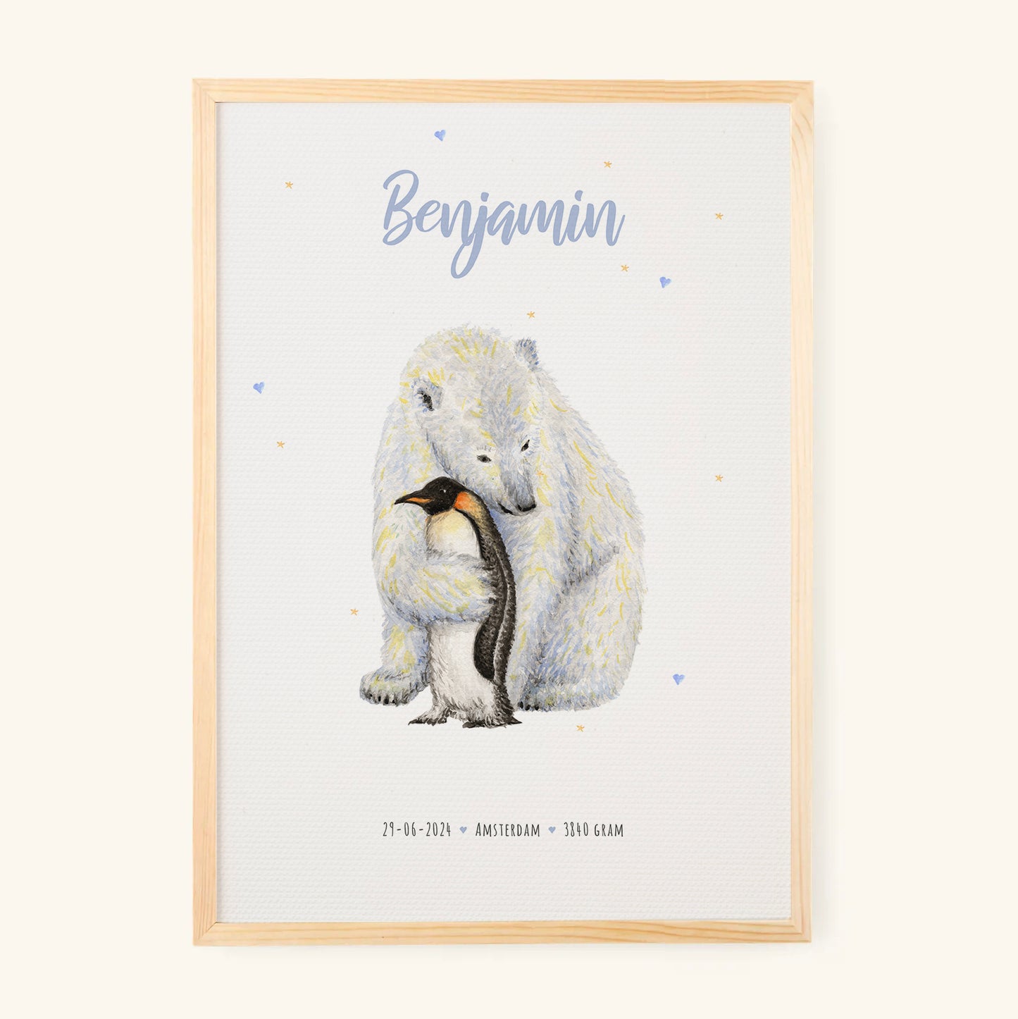 Poster ijsbeer en pinguïn - Art print