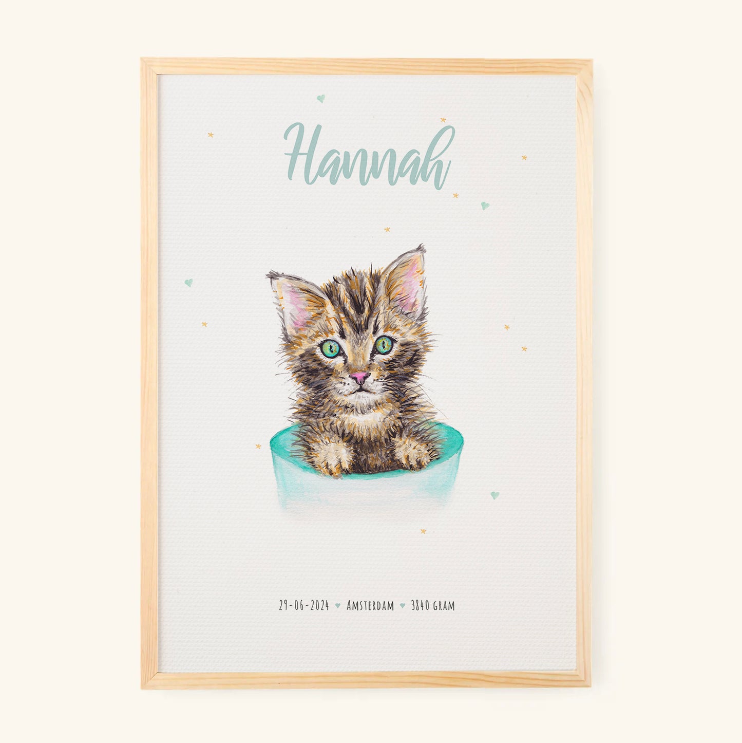 Geburtsposter Katze – personalisiert – A3 