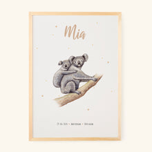 Lade das Bild in den Galerie-Viewer, Geboorteposter koala - gepersonaliseerd - A3
