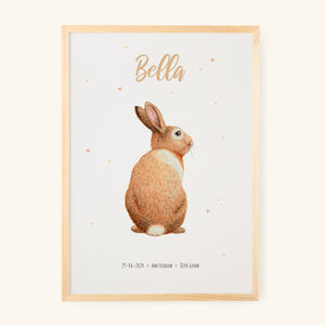 Birth poster rabbit - personalized - A3
