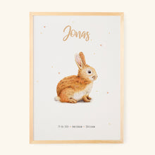 Load image into Gallery viewer, Birth poster rabbit - personalized - A3
