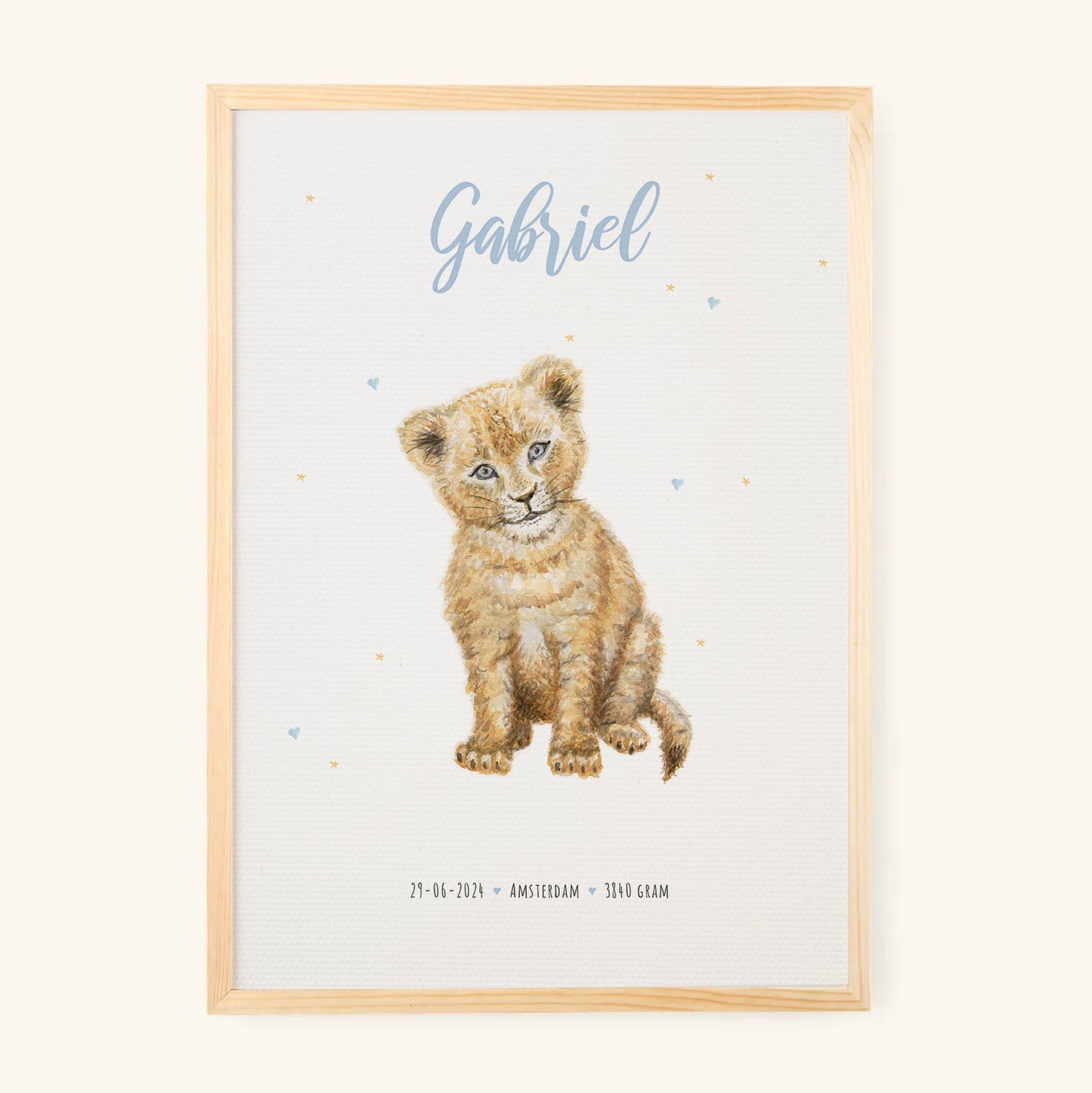 Birth poster lion - personalized - A3