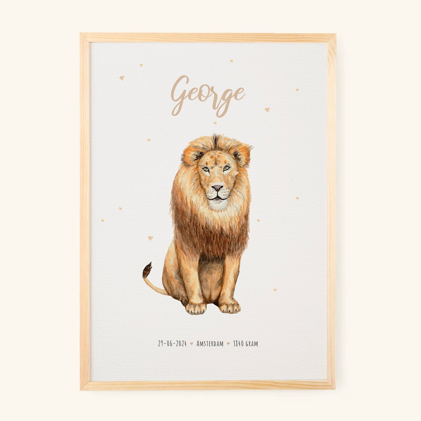 Birth poster lion - personalized - A3