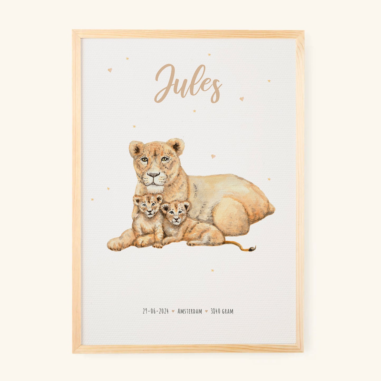 Lioness Birth Poster - Personalized - A3
