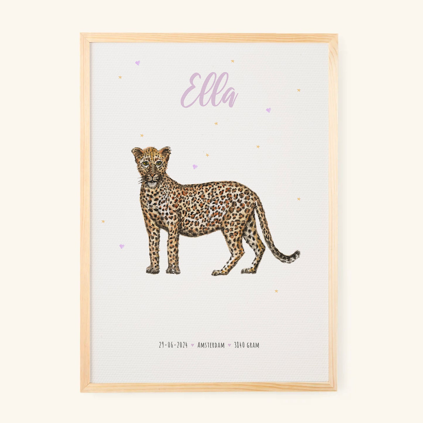 Leopard birth poster - personalized - A3
