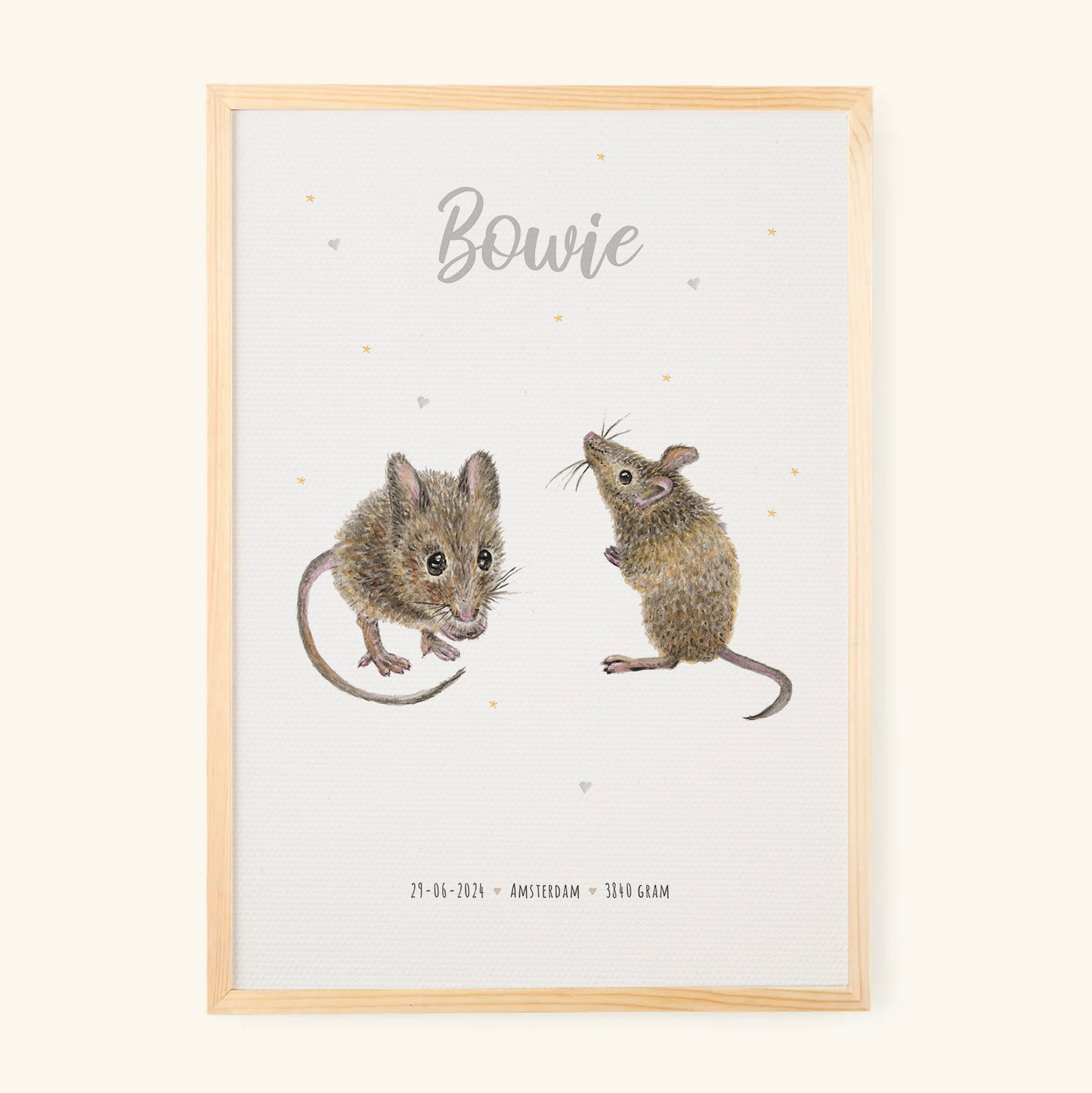 Birth poster mice - personalized - A3