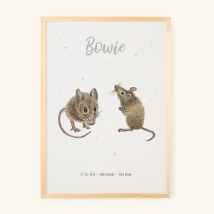 Geboorteposter muisjes - gepersonaliseerd - A3