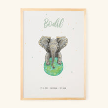 Load image into Gallery viewer, Birth poster elephant - personalized - A3
