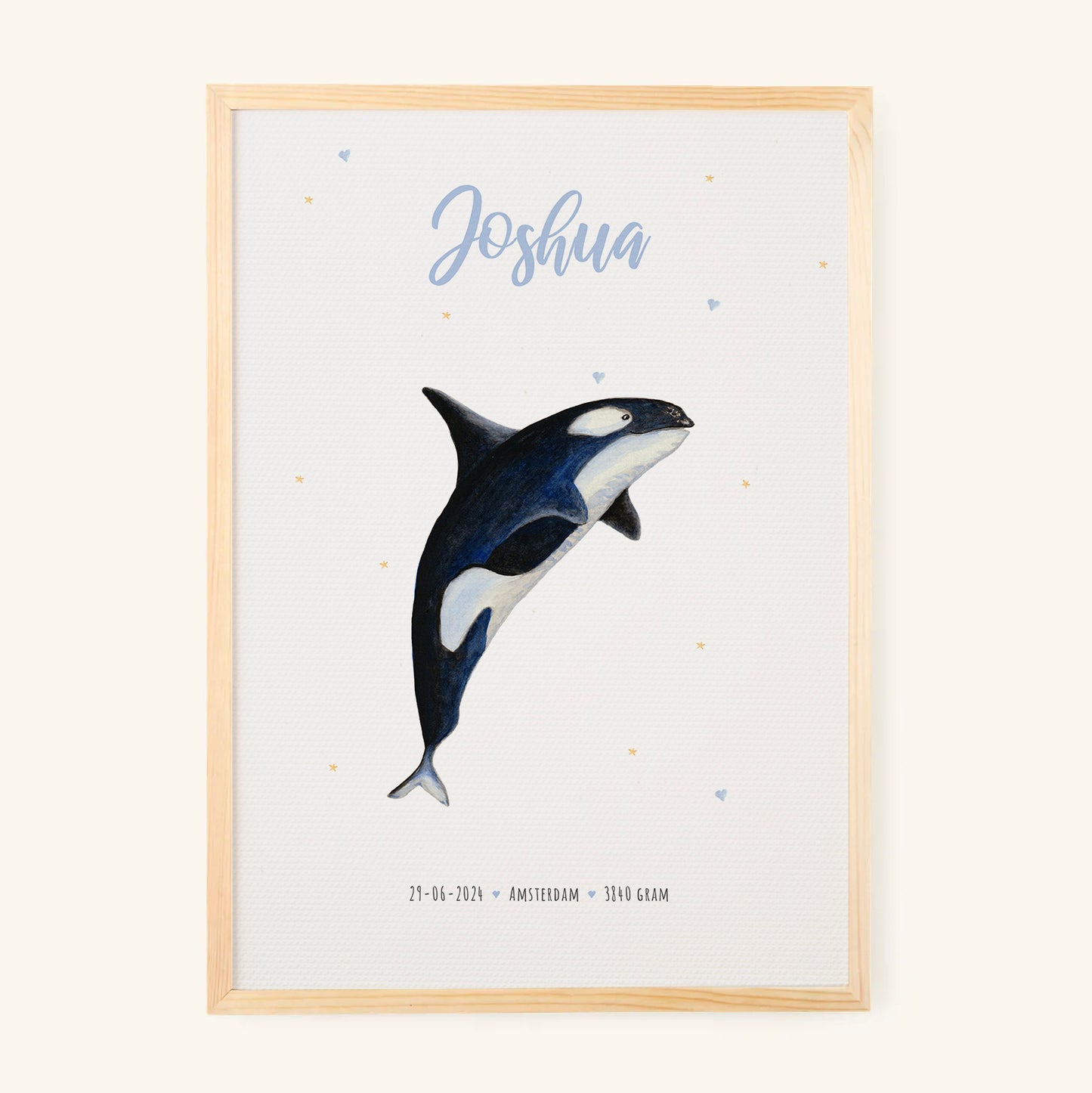 Birth poster orca - personalized - A3