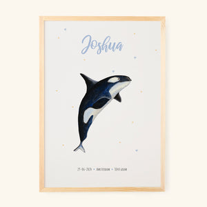 Geboorteposter orka - gepersonaliseerd - A3