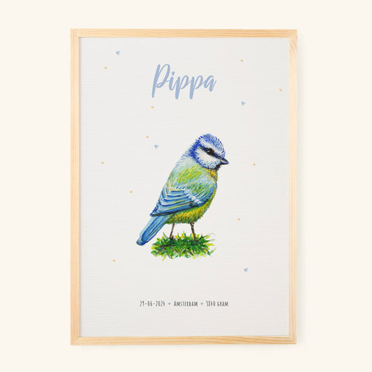 Geburtsposter Blaumeise – personalisiert – A3