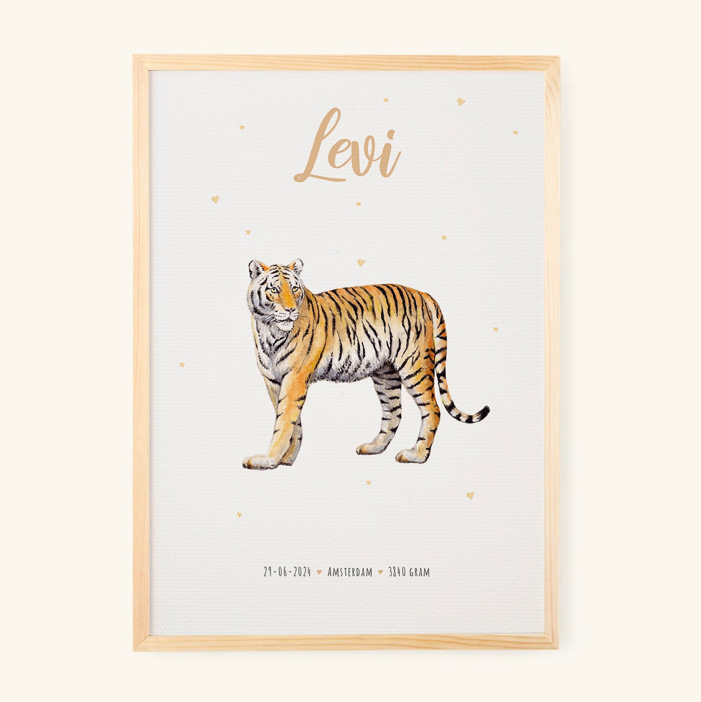 Birth poster tiger - personalised - A3