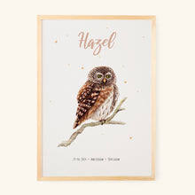 Load image into Gallery viewer, Birth poster owl - personalised - A3
