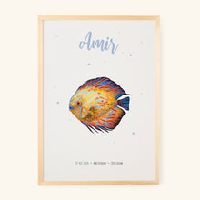 Load image into Gallery viewer, Birth poster fish - personalised - A3
