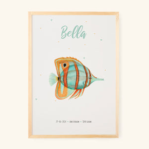 Poster tropical fish blue and orange