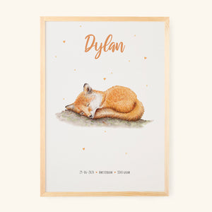 Birth poster little fox - personalised - A3