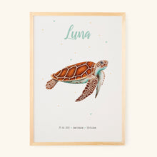 Load image into Gallery viewer, Birth poster sea turtle - personalised - A3
