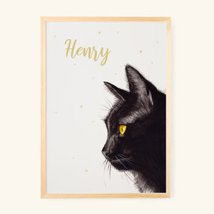 Poster zwarte kat - Art print