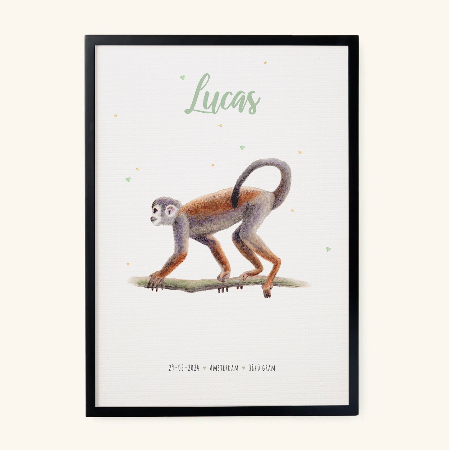 Geburtsposter Affe – personalisiert – A3