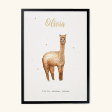 Afbeelding in Gallery-weergave laden, Geboorteposter alpaca - gepersonaliseerd - A3
