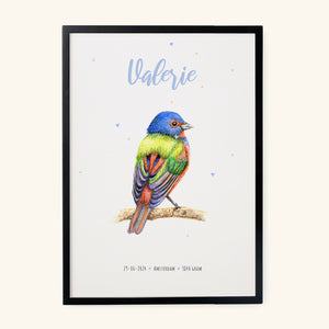 Geboorteposter bunting vogel - gepersonaliseerd - A3