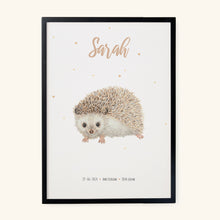 Load image into Gallery viewer, Birth poster hedgehog - personalized - A3
