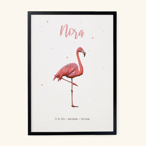 Geboorteposter flamingo - gepersonaliseerd - A3