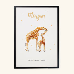 Geboorteposter giraffen - gepersonaliseerd - A3