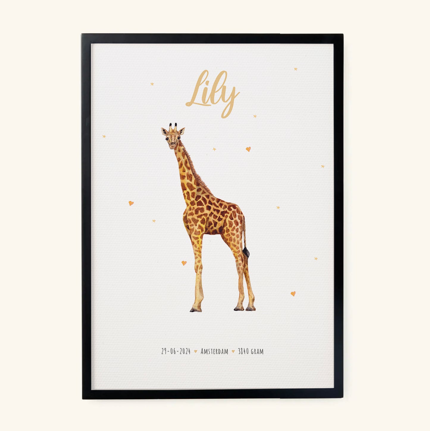 Birth poster giraffe - personalized - A3