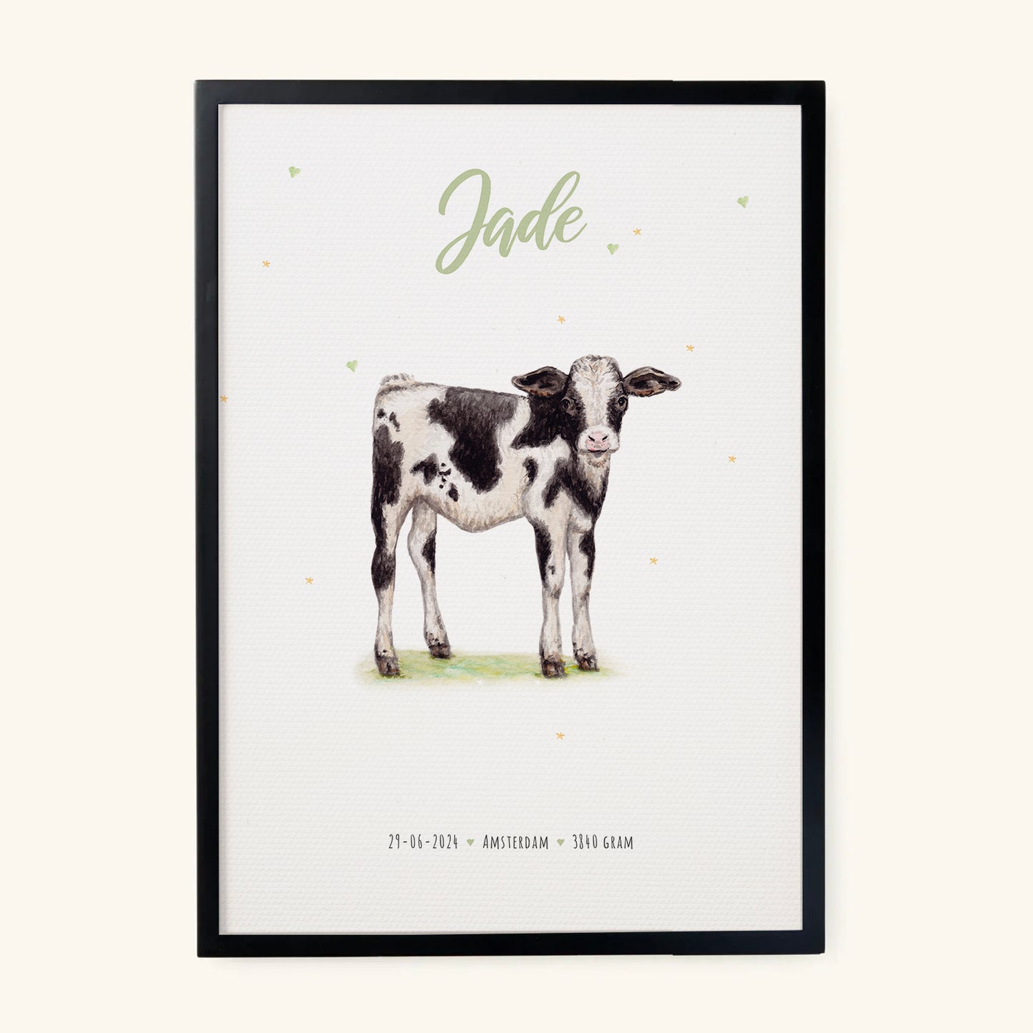 Birth poster calf - personalized - A3